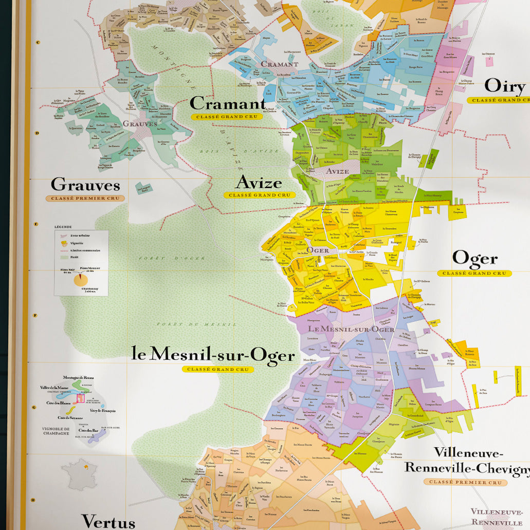 Map of Champagne Crus (La Côte des Blancs)