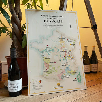 French wine maps on wood